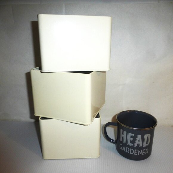 3 PLANTERS Garden Planter Gardener COFFEE MUG Steel Cup Garden Seeds Bulbs Plant - Picture 2 of 10